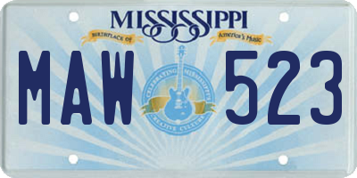 MS license plate MAW523