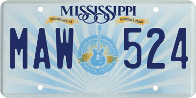 MS license plate MAW524