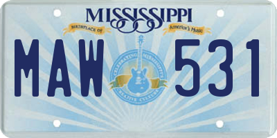 MS license plate MAW531