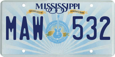 MS license plate MAW532
