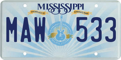 MS license plate MAW533