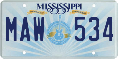 MS license plate MAW534