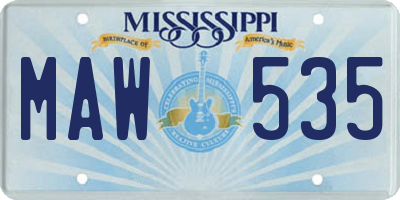 MS license plate MAW535