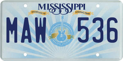 MS license plate MAW536