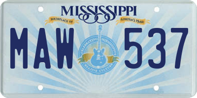 MS license plate MAW537
