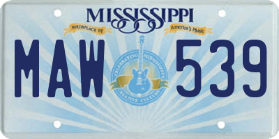 MS license plate MAW539