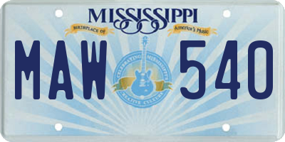 MS license plate MAW540