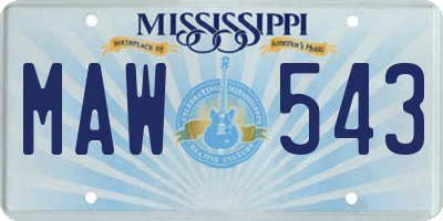 MS license plate MAW543