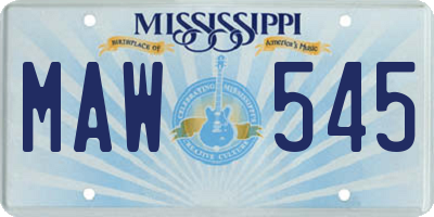 MS license plate MAW545