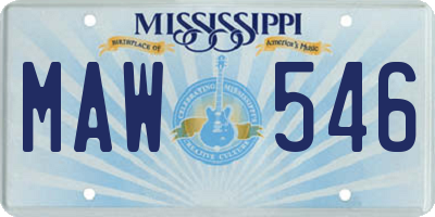 MS license plate MAW546