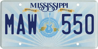 MS license plate MAW550