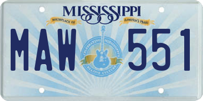 MS license plate MAW551