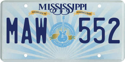 MS license plate MAW552