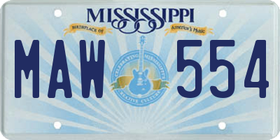 MS license plate MAW554