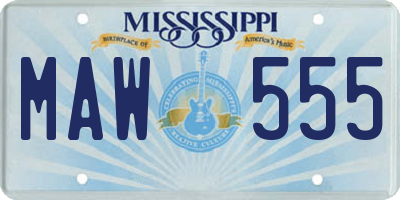 MS license plate MAW555