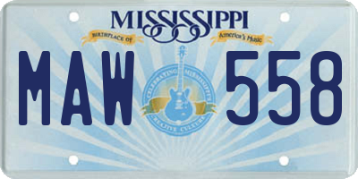 MS license plate MAW558