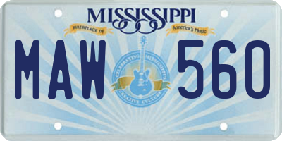 MS license plate MAW560
