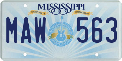 MS license plate MAW563