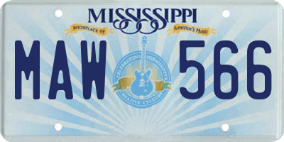 MS license plate MAW566