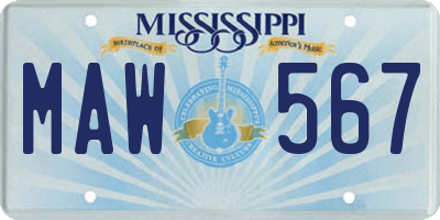 MS license plate MAW567