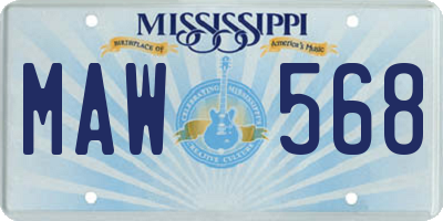 MS license plate MAW568