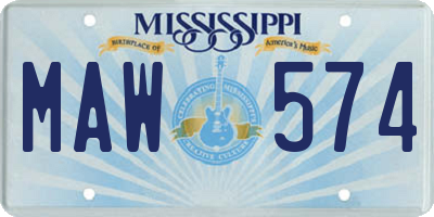 MS license plate MAW574