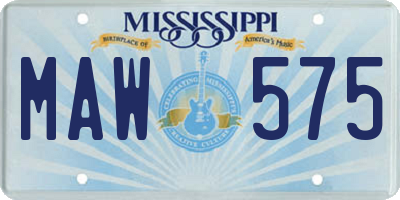 MS license plate MAW575