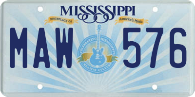 MS license plate MAW576