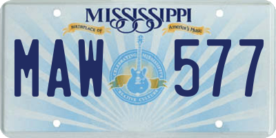 MS license plate MAW577