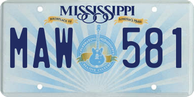 MS license plate MAW581
