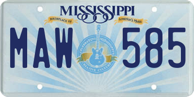 MS license plate MAW585