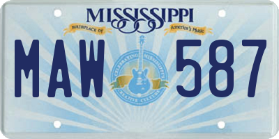 MS license plate MAW587