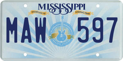 MS license plate MAW597