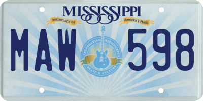 MS license plate MAW598
