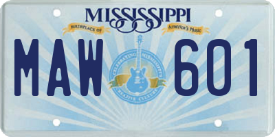MS license plate MAW601