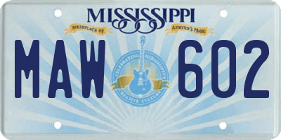 MS license plate MAW602