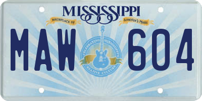 MS license plate MAW604