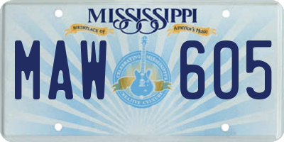 MS license plate MAW605