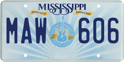 MS license plate MAW606