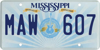MS license plate MAW607