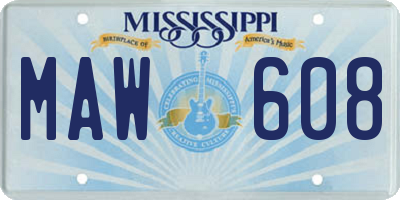 MS license plate MAW608