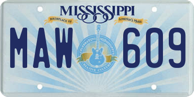 MS license plate MAW609
