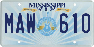 MS license plate MAW610