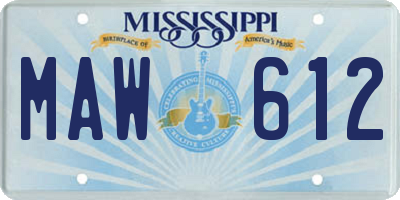 MS license plate MAW612