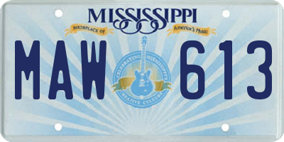 MS license plate MAW613