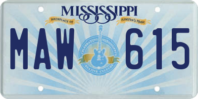 MS license plate MAW615