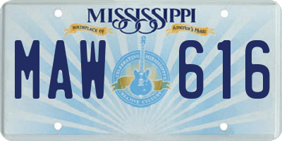 MS license plate MAW616