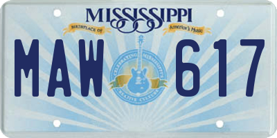 MS license plate MAW617