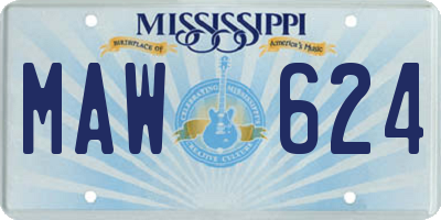 MS license plate MAW624