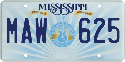 MS license plate MAW625